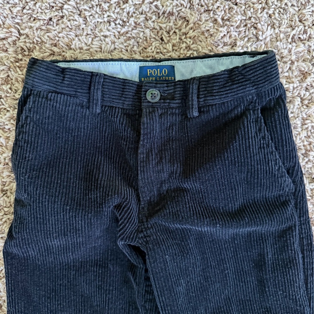 Polo by Ralph Lauren Black Corduroy Boys Trousers - Size 7